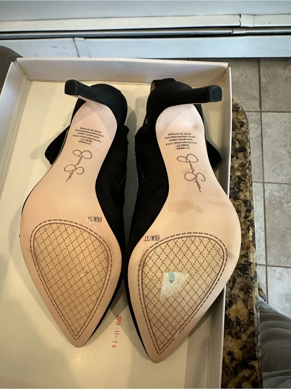 Jessica Simpson Black Pointed Slingback Stiletto Heels